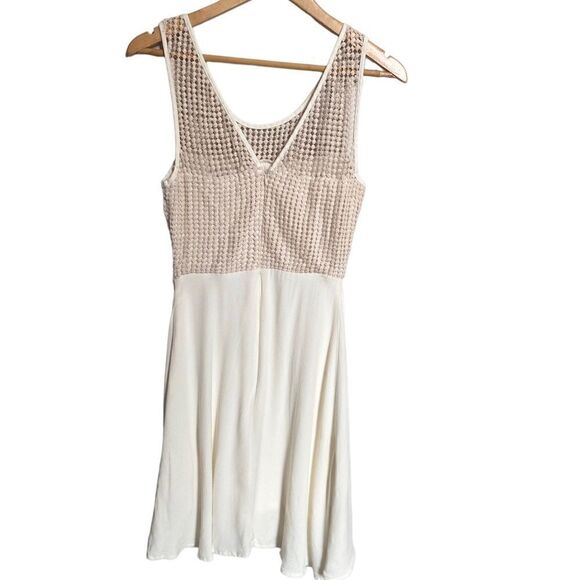 Ella Moss Crochet Fit Flare BoHo Summer Dress Cream Size XS - Picture 6 of 8